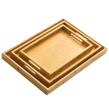 Solid Bamboo Organic Tea Serving Tray with Handle